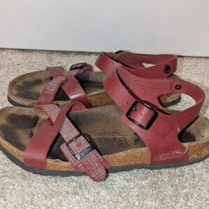 Birkenstock Lillie Cris Cross Strappy Sandals Red Leather Womens US 9 / EU 40